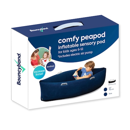 Bouncybands Comfy Peapod Inflatable Sensory Pod, 60in, Ages 6-12, Blue PD60BU